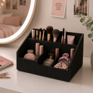 Black makeup organizer