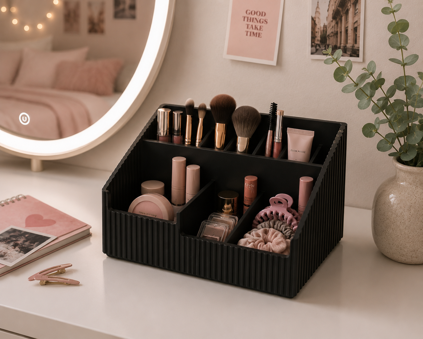 Black makeup organizer