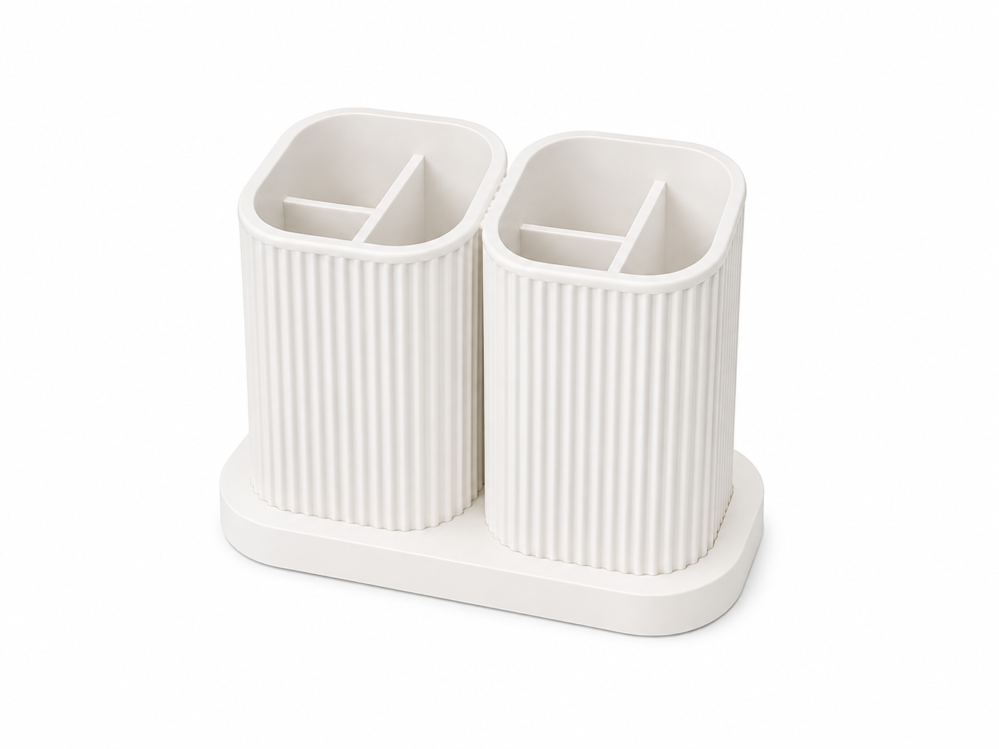 White toothbrush holder set