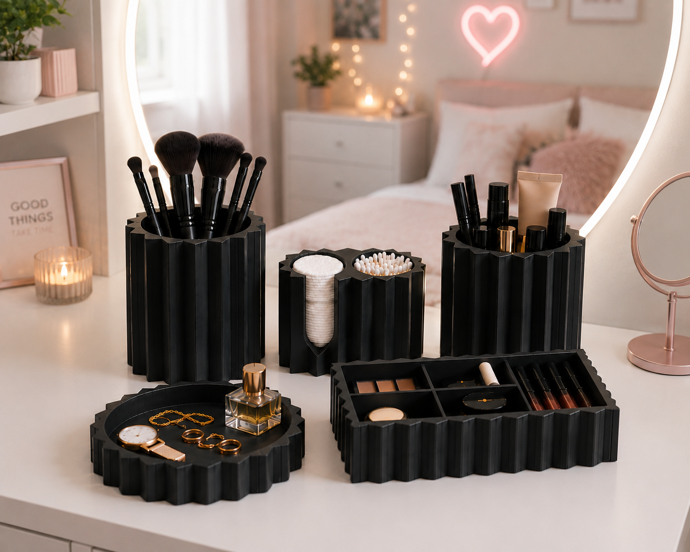Faceted Sortoria complete beauty organizer set