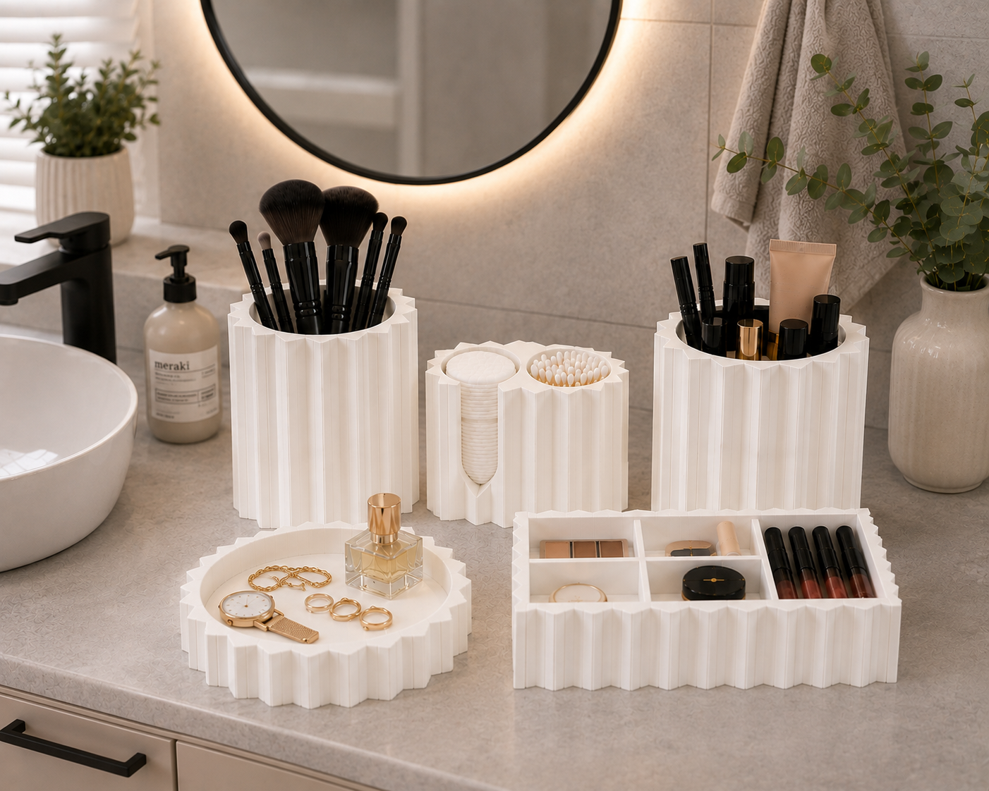 Faceted Sortoria complete beauty organizer set