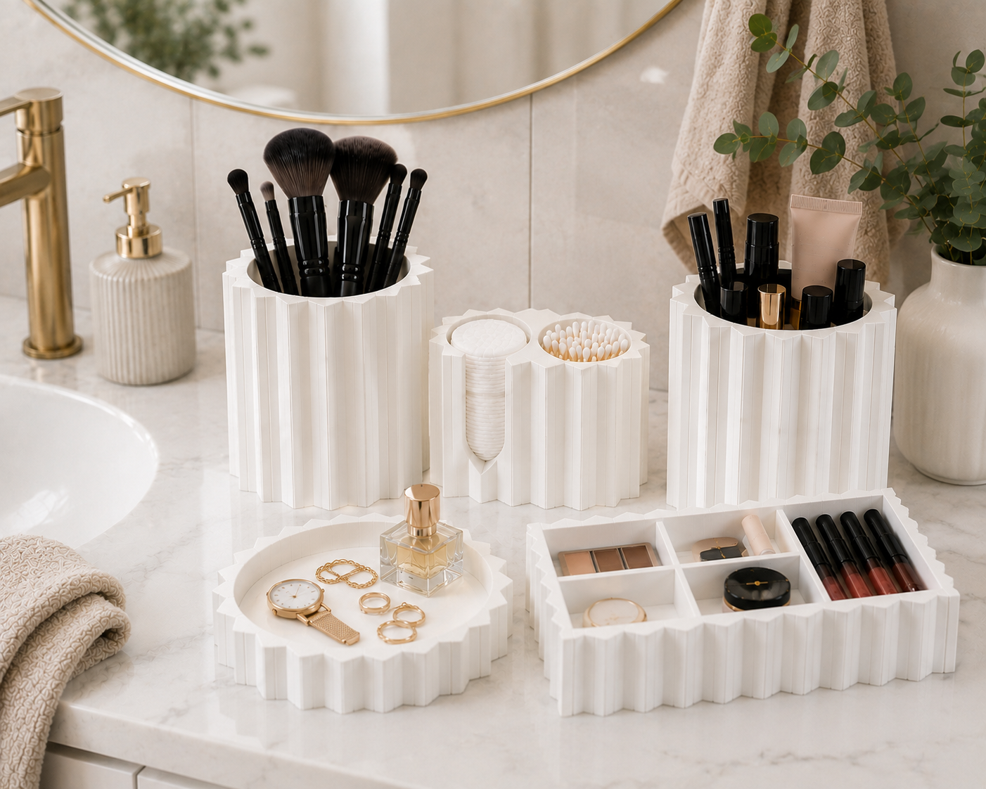 Faceted Sortoria complete beauty organizer set