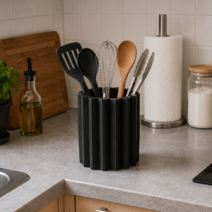 Faceted kitchen utensil holder