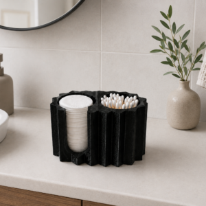 faceted organizer for pads and swabs black