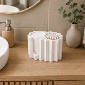 White faceted shape swabs and q tips holder