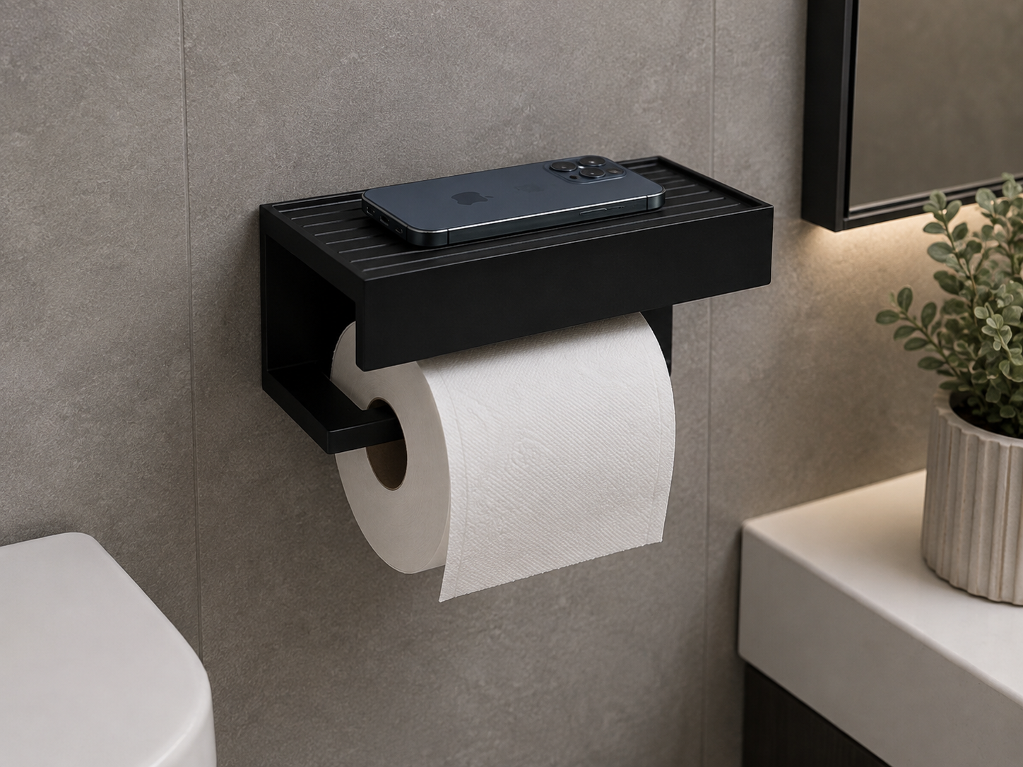 Toilet paper holder with phone stand