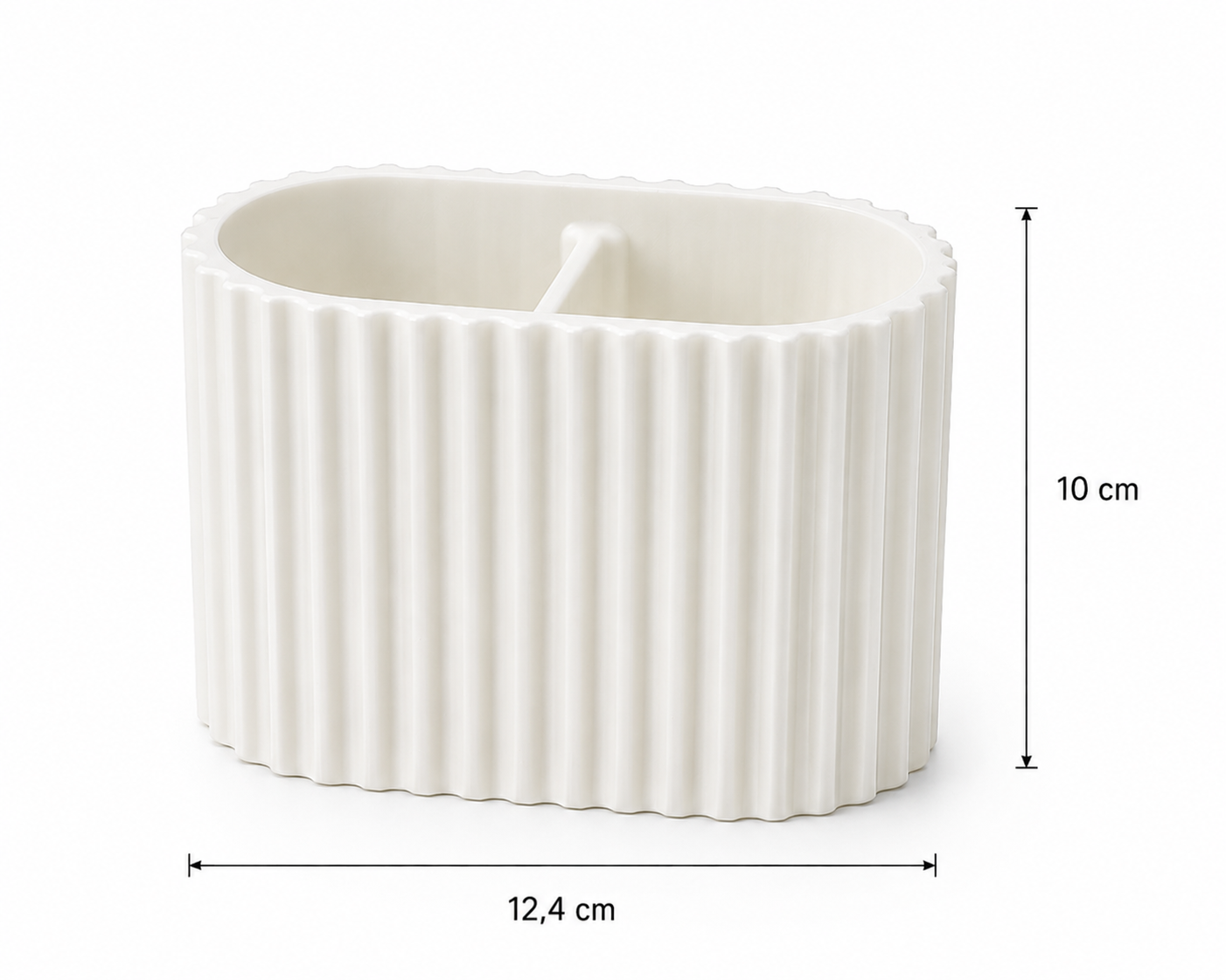 white ribbed toothbrush holder