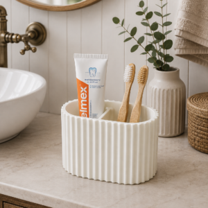 ribbed bathroom organizer white